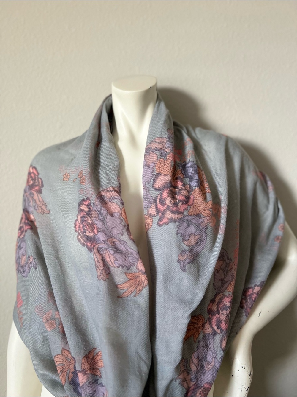 H&M Grey Pastel Floral Infinity Scarf